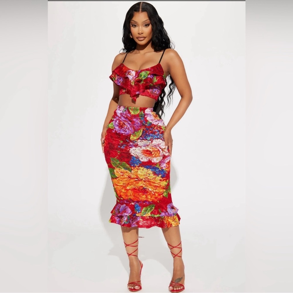 Floral Midi Skirt set